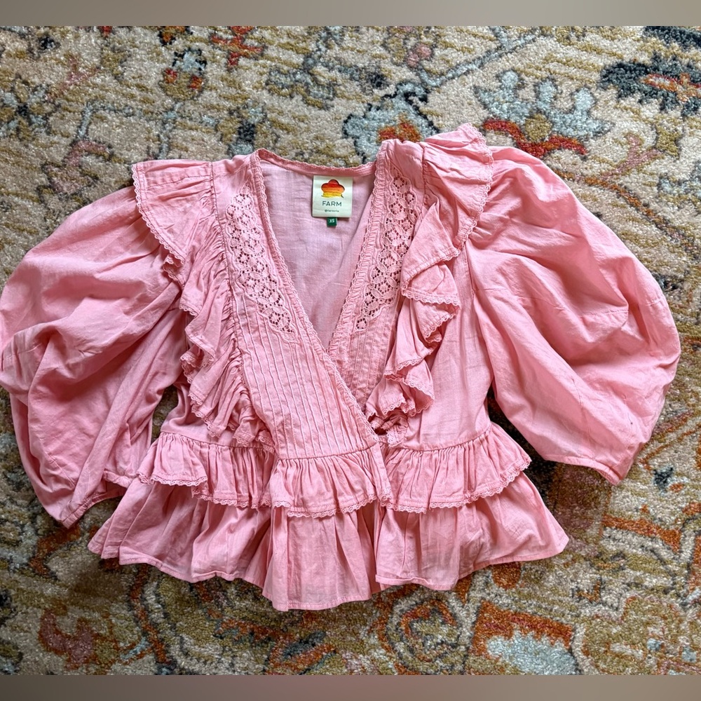 Farm Rio Pink Ruffled Blouse
